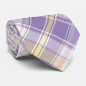 Zacht Lila, Geel & Wit Plaid Stropdas (Opgerold)