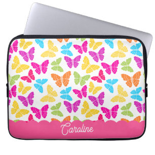 Zacht Meisjesachtig Kleurrijk Regenboog Vlinder Pa Laptop Sleeve