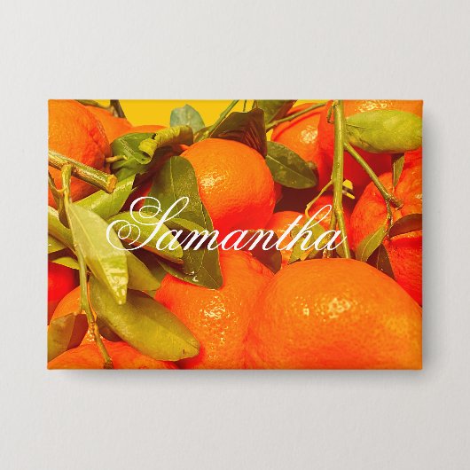 Zacht Oranje vruchtensap Button (Voorkant)