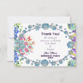 Zacht ovaal blauw bloemknopje verjaardag voor kind bedankkaart (Voorkant)