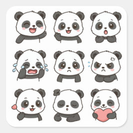 Zacht panda stickerpakket vierkante sticker