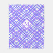 Zacht Pastel Paarse Blauw Plaid Ontwerp Monogram Fleece Deken (Voorkant)