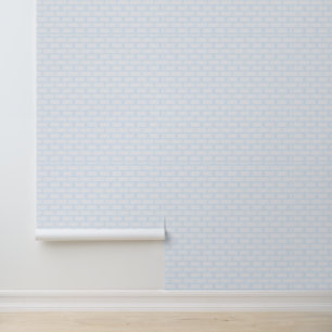 Zacht pastelblauw baksteenpatroon behang