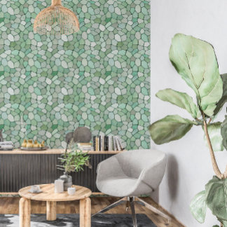 Zacht pastelgroen mozaïek behang