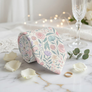 Zacht Pastelkleurig Bloempatroon Stropdas