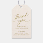 Zacht Romantisch Goud en Crème Bruiloft Favor Labe Cadeaulabel (Voorkant)