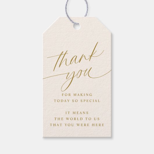 Zacht Romantisch Goud en Crème Bruiloft Favor Labe Cadeaulabel (Voorkant)