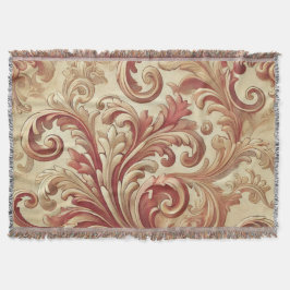 Zacht Rood en Goud Damaskpatroon Deken