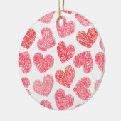 Zacht Rood Getekend Hart Valentijnsdag Patroon Keramisch Ornament (Links)