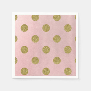 Zacht Roos Roze Gouden Glitter Glam Polka Dots Par Servetten