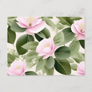 Zacht roze bloem met eucalyptus bladeren patroon briefkaart