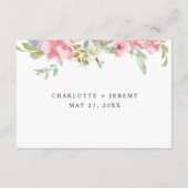 Zacht Roze Bloemen Waterverf Bruiloft RSVP Informatiekaartje (Achterkant)