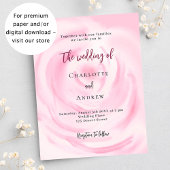 Zacht roze bloemenbudget bruiloft uitnodiging