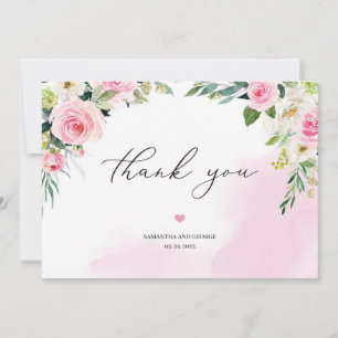 Zacht roze bloemengroen eucalyptus romantisch boho bedankkaart