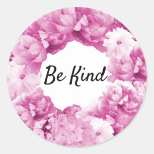 Zacht Roze Bloemenkrans Ronde Sticker