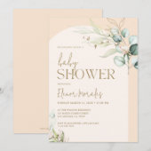 Zacht roze boho Arch Baby shower Party Kaart (Voorkant / Achterkant)