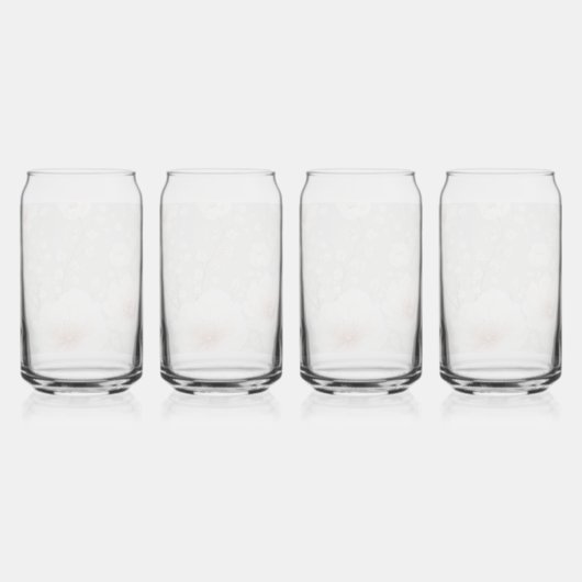 Zacht Roze Botanische Bloemen Ontwerp: Elegante Wi Blikvorm Glas (Achterkant)