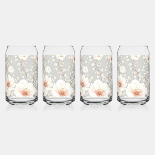 Zacht Roze Botanische Bloemen Ontwerp: Elegante Wi Blikvorm Glas (Voorkant)