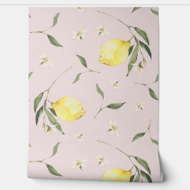 Zacht Roze Citroen Fruit Patroon Behang