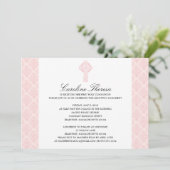 Zacht Roze Damask Celtic Cross First Communation Kaart (Staand voorkant)