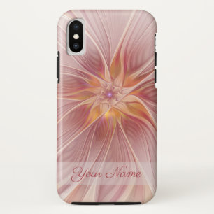 Zacht roze droombeeld Abstracte fractal Art Flower iPhone X Hoesje