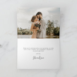 Zacht Roze Elegant Script Trouwfoto+Bericht Bedankkaart