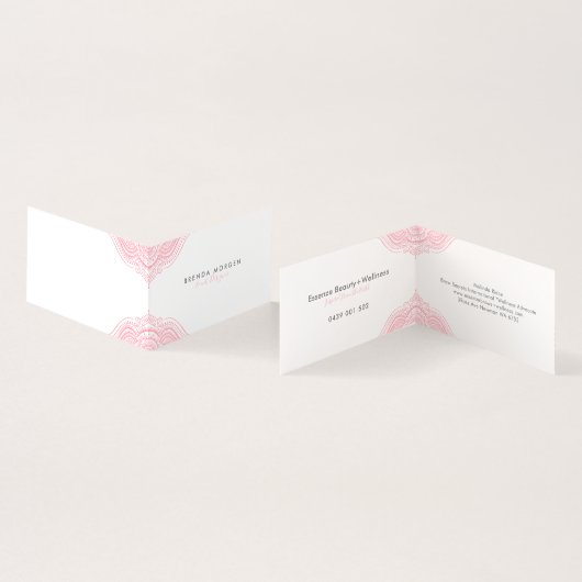 Zacht roze elegante mandala visitekaartjes (Binnen en buitenkant)