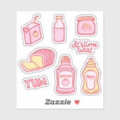 Zacht Roze en Gele pantry Stickers Set (Vel)