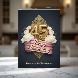 Zacht roze en ivoren pioenen 45e bruiloft Jubileum Kaart