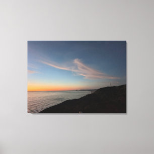Zacht roze en oranje zonsondergang in Cornwall Canvas Afdruk