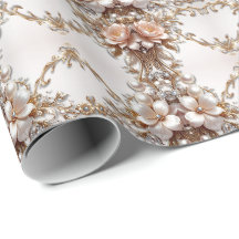 Zacht Roze en Witte Bloemen Inpakpapier