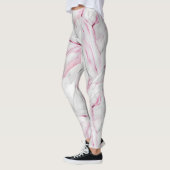 Zacht roze en witte marmer leggings (Links)