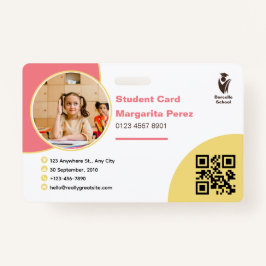 Zacht roze en zonnig geel Student ID-kaart Badge