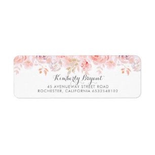 Zacht roze Floral Etiket