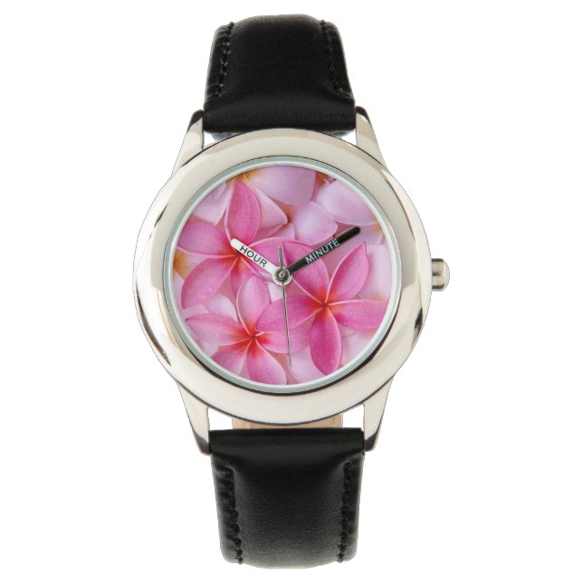 Zacht roze Floral Horloge (Voorkant)