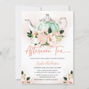 Zacht Roze Floral vanmiddag Tea Party Vrijgezellen Kaart