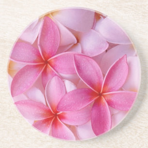 Zacht roze Floral Zandsteen Onderzetter