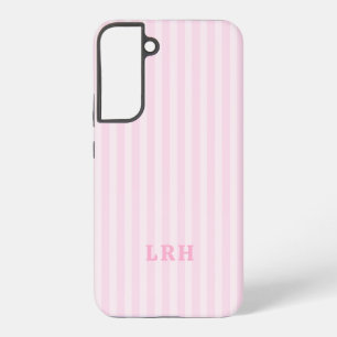 Zacht Roze Gestreepte Vintage Uitzicht Monogram Samsung Galaxy Hoesje