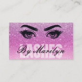 Zacht Roze Glitter Ombre Lash Tech met QR-code Visitekaartje (Voorkant)