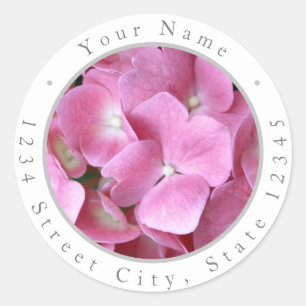 Zacht roze hydrangea Patroonlabels Ronde Sticker