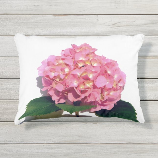 Zacht Roze Hydrangea roze bloemroze bloem Buitenkussen (Voorkant)