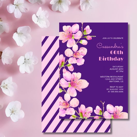 Zacht Roze Kersenbloesem Sakura Paarse Verjaardag Kaart