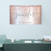 Zacht roze, lichtpuntige confetti script minimalis spandoek (Beurs)