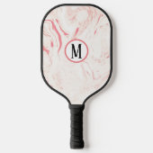 Zacht roze marmer, monogrammen pickleball paddle (Voorkant)