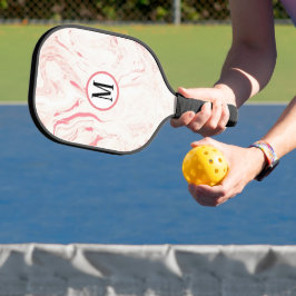 Zacht roze marmer, monogrammen pickleball paddle