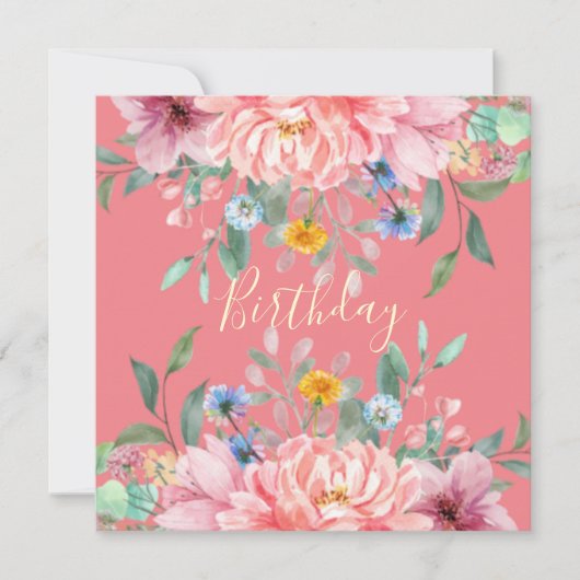 Zacht roze met bloemen Aannodiging op feestdag Kaart (Voorkant)