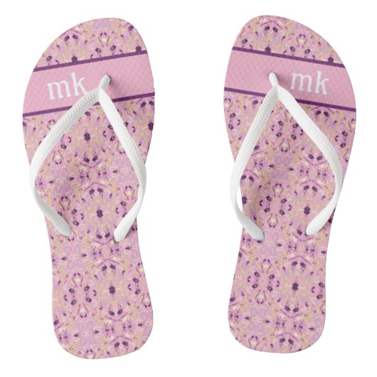 Zacht Roze Monogram Paar Teenslippers (Voetbed)