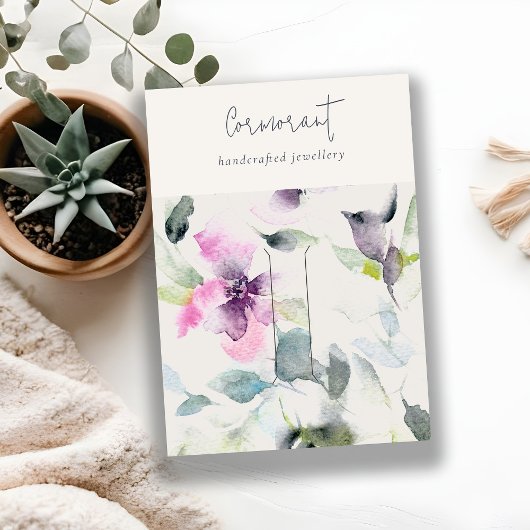 Zacht Roze Paarse Bloemen Script Hairclip Pin Hold Visitekaartje