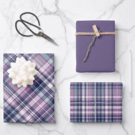 Zacht roze, Paarse en blauwe plaid Inpakpapier Vel