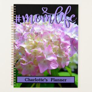 Zacht roze paarse hydrangeenbloemen planner